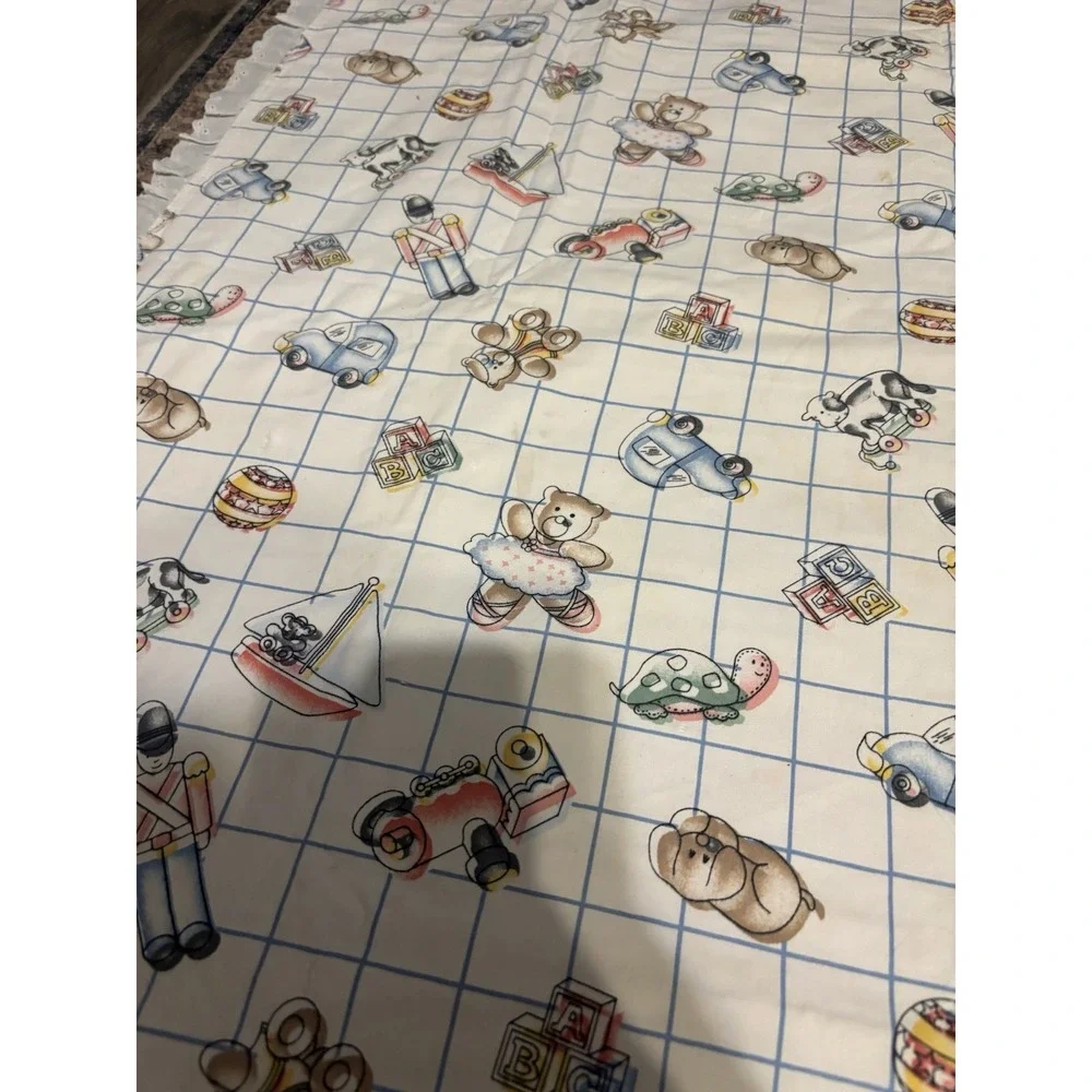 Vtg 80s‎ "That's Our Baby" Crib Blanket Teddy Bear Duck Blocks Bunny 43" X 36" - Picture 14 of 15